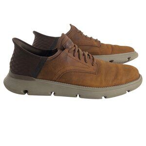 Skechers Slip-Ins Brown Leather Mens Sneakers  Arch Support Size 13 casual